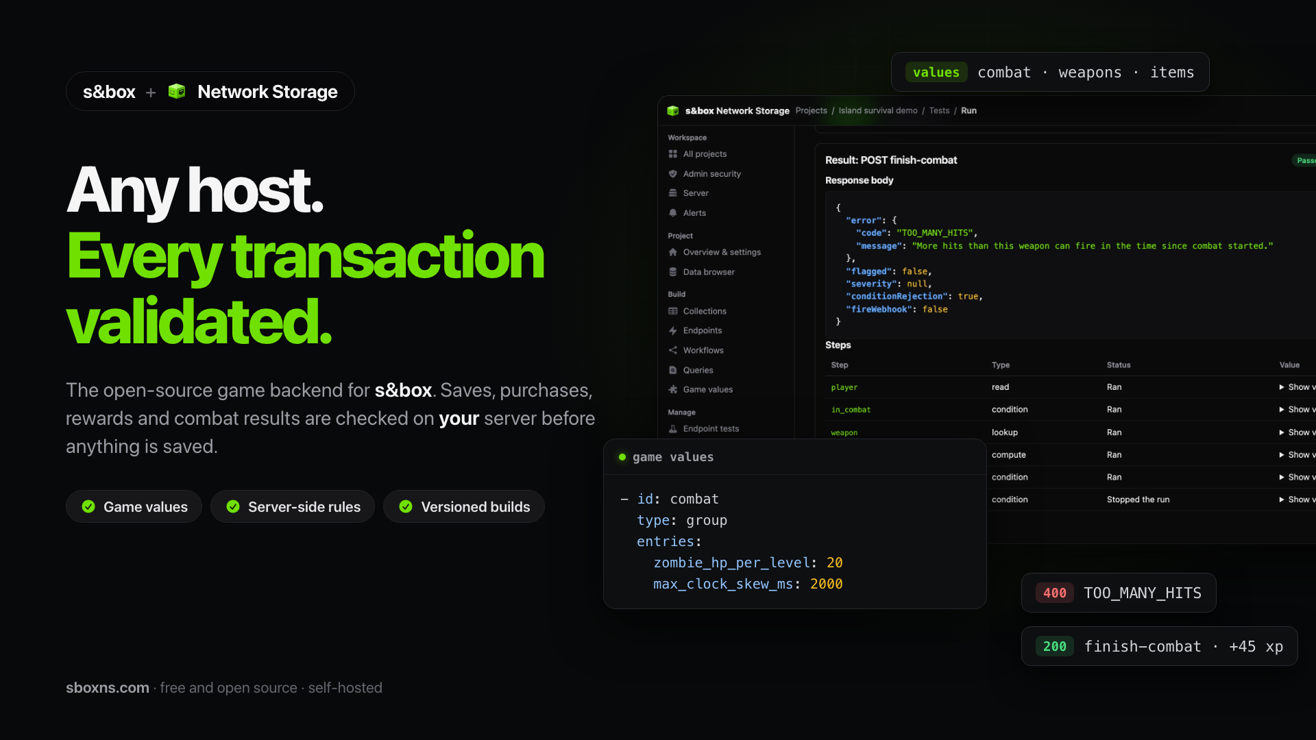 s&box Network Storage: game values, server-side checks and versioned builds
